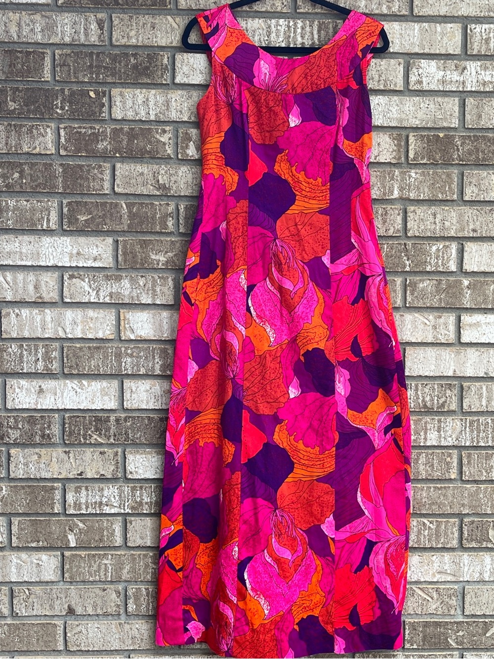 Vintage Hale Muu Hawaiian Maxi Dress Retro Tropical Art Deco Bold Women’s M